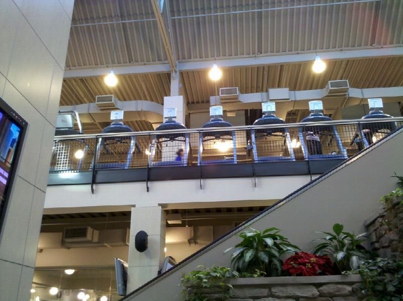 Weight-training area inside a multi-level gym