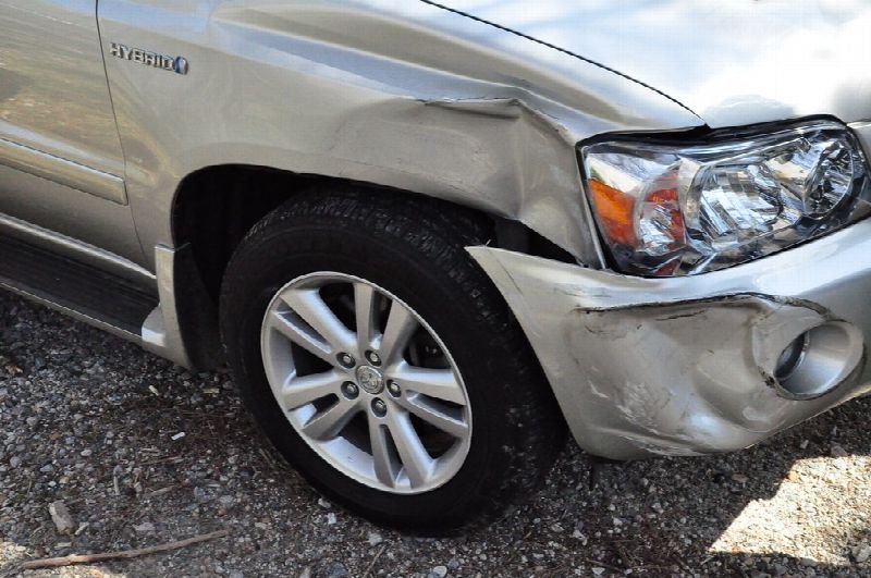 Car with front-end collision damage
